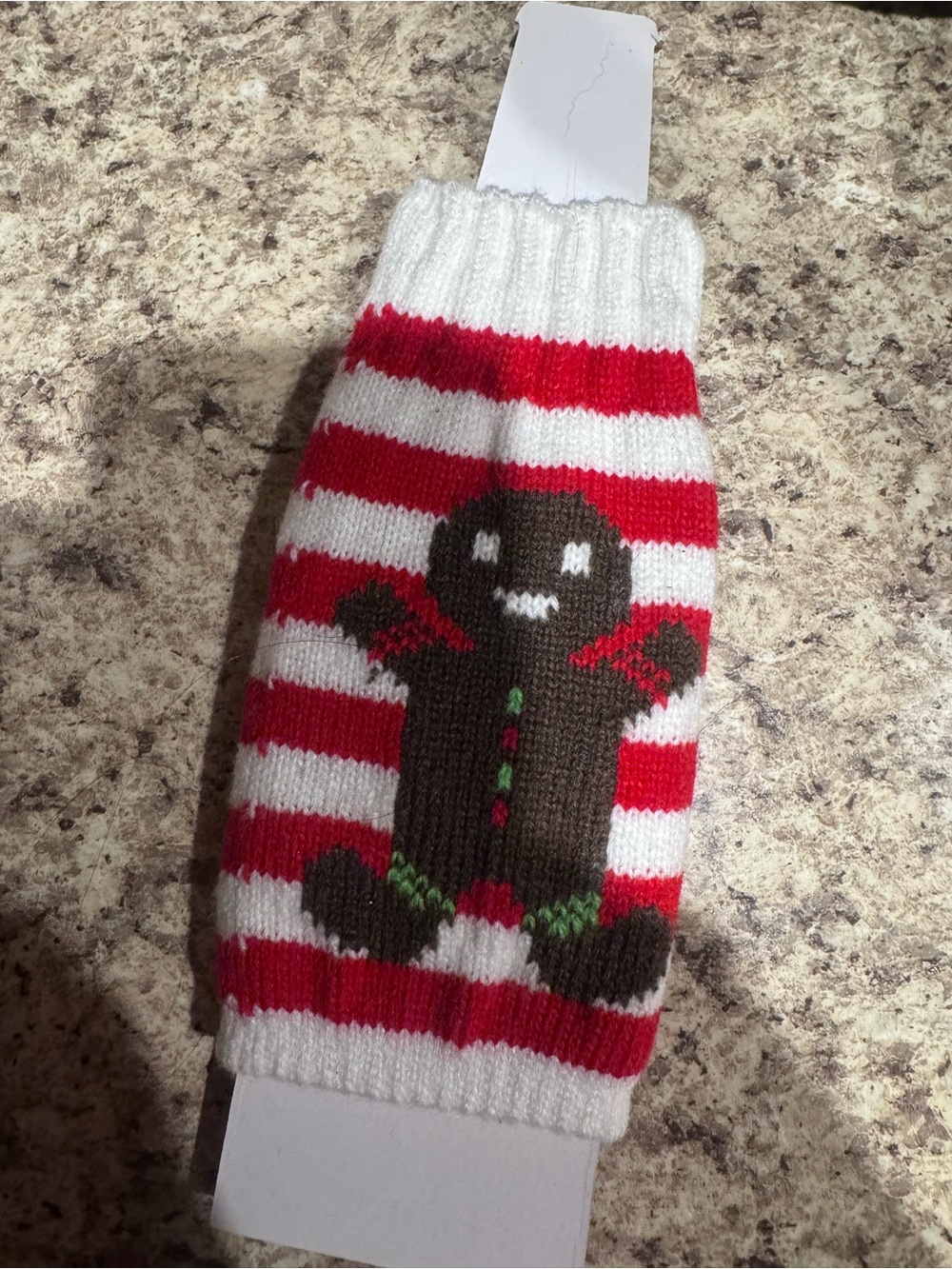 Uncle Bob's Red & White Striped Gingerbread Sweater Coozie - Picture 2 of 2